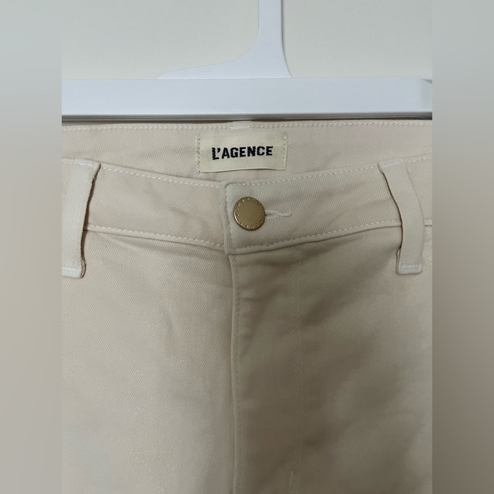 L’AGENCE Ginny High Rise Straight Leg Jeans French Vanilla coated - Picture 9 of 16